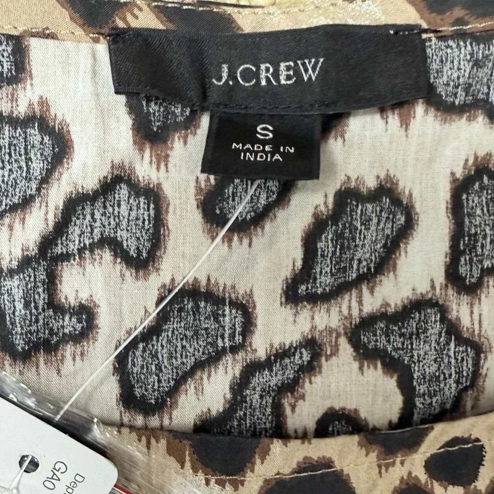 J. Crew Women's Leopard Print Long Ruffle Puff Sleeves Blouse Relaxed Fit NWT - Picture 7 of 9